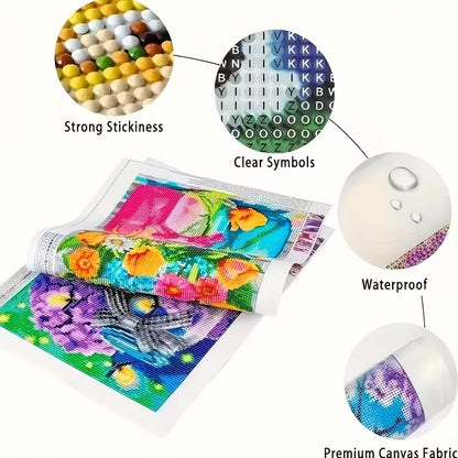 Lady in Flower Hat Diamond Art Painting Kits for Adults,Full Drill Diamond Dots Paintings for Beginners,Flower Round 5D Paint with Diamonds Pictures Gem Art Painting Kits DIY Crafts Kits 12x16inch - color: Lady in Flower Hat