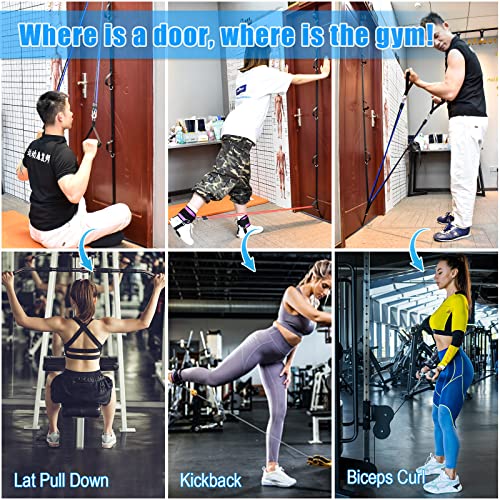 Brebebe Door Anchor Strap for Resistance Bands Exercises, Multi Point Anchor Gym Attachment for Home Fitness, Portable Door Band Resistance Workout Equipment, Easy to Install, Punch-Free, Nail-Free - style: 15 pc set (2 Anchors + 200 LBS Bands Set)
