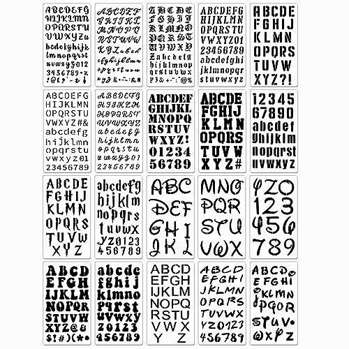 20 Pieces Letter Stencils Reusable Letter Stencils for Painting on Wood, Plastic Alphabet Numbers Stencils, Letter Stencil Template for Notebook, Journal, Scrapbook Decorations (20 Letter) - style: 20 Letter