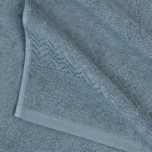 Cleanbear Cotton Hand Towels with Wavy Pattern, 4-Pack, 13 x 28 Inch | Quick Dry & Lightweight Hand Towels for Bathroom, Kitchen, Gym, Blue-Gray - color: Blue-gray