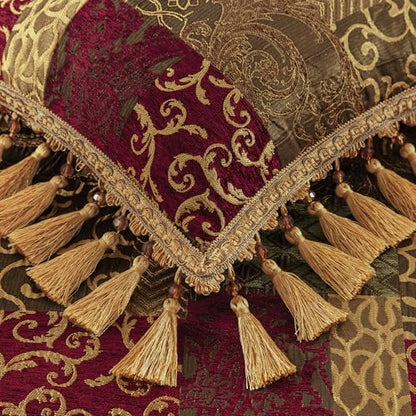Loom and Mill Patchwork Throw Pillow Cover 20 x 20 Inches 1 Piece, Red&Gold - color: Red&gold Patchwork