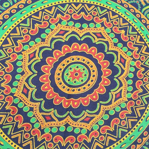 CRAFT KALA 대형 히피 만다라 명상 바닥 오토만 베개 쿠션 푸프 커버 스퀘어 푸프 보헤미안 원형 바닥 쿠션 케이스 야외 벽난로 요가 거실 장식 커버 뉴 블루, 40.6cm(16인치) 정사각형 - color: 블루 색상, size: 16"D x 16"W x 5"H