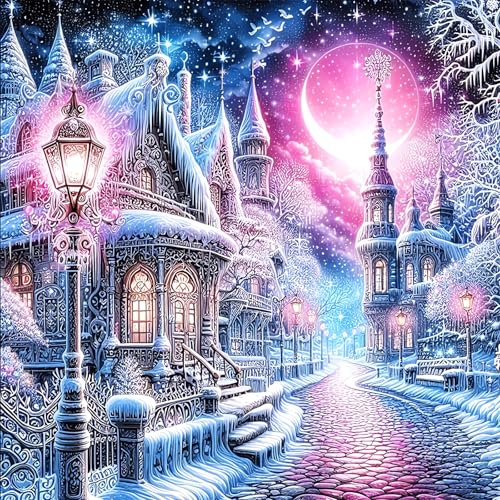 DIY Snow Landscape Diamond Art Kits for Adults, 5D Diamond Painting Kits | Diamond Dot for Adults, Small Dimond Art Paintings, Full Drill Gem Painting, Crafts for Adults, Home Wall Decor (14x14inch) - color: QY153