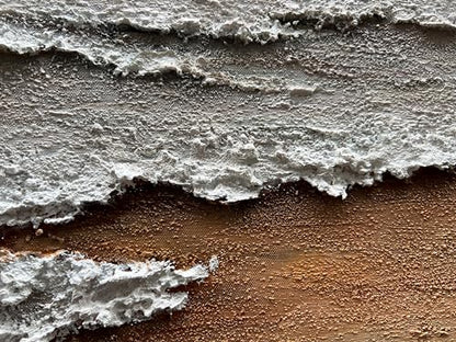 Art Hand-Painted Yellow and White Ocean Beach Landscape Oil Painting Modern Abstract Canvas Art Home Wall Decoration 24x48 inches - color: Dn169