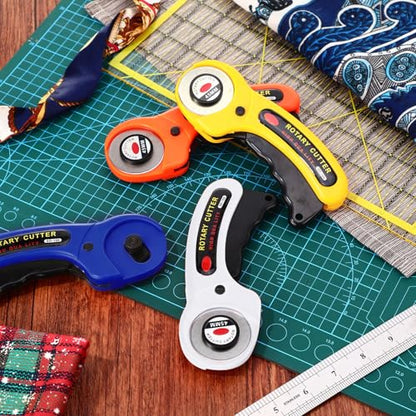 Lothee 15 Pcs Rotary Cutters 45mm Blade Bulk Fabric Cutter Rotary Tools with Handle Safety Lock Quilting Supplies Stainless-Steel Blade for Quilting Sewing Leather Arts Crafts Fabric Paper