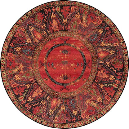 Unique Loom Outdoor Tribal Collection Area Rug - Quepos (5' 1" Round, Multi/ Black) - size: 5'1" (Round)