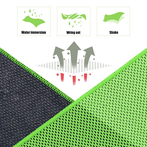 Cooling Towel (Pack of 20, 40"x12") with Pouches for Sports - color: 20green