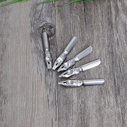Tebatu Dip Pen Set, Wooden Handler Artist Signature Pen Set Calligraphy Dip Pens with 5 Nibs