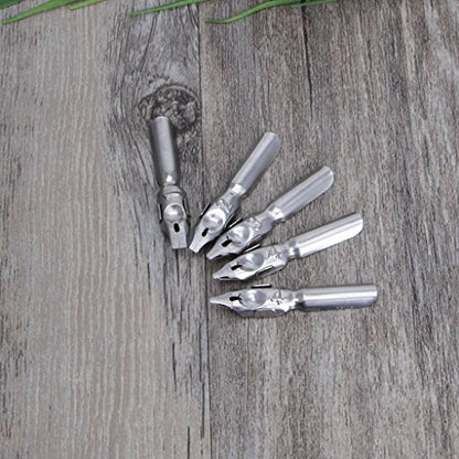 Tebatu Dip Pen Set, Wooden Handler Artist Signature Pen Set Calligraphy Dip Pens with 5 Nibs
