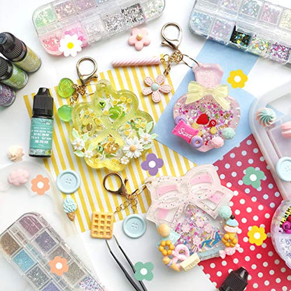 Epoxy Resin Shaker Molds with Cover, Hanging Hole Perfume Bottle, Clover, Heart, Star, Gift Box, Jewelry Casting Supplies 5-Shape Large 3.4-3.66inch - color: Keychain Charms Craft 2-Pack