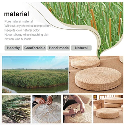 HUAWELL Japanese Tatami Cushion Floor Pillow Zafu Natural Seat Furniture Meditation Furniture Floor Mat Cushion Multi-Functional Handmade Breathable Square,Beige (19.7 * 19.7 * 3.97 Inch) - size: 19.7*19.7*3.97 Inch
