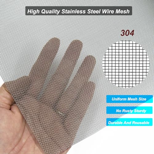 304 Stainless Steel Mesh 40Mesh, 15.7"x47.2"(40x120cm) Metal Mesh Screen, Woven Fine Wire Mesh, Filter Mesh Easy to Cut for Vent Covers, Cage, Garden, Window Screen and DIY Project | 0.21mm Sturdy Wire Metal Mesh Sheet, Easy to Cut, Rustproof & Heat-Resis