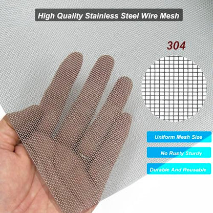 304 Stainless Steel Mesh 40Mesh, 15.7"x47.2"(40x120cm) Metal Mesh Screen, Woven Fine Wire Mesh, Filter Mesh Easy to Cut for Vent Covers, Cage, Garden, Window Screen and DIY Project | 0.21mm Sturdy Wire Metal Mesh Sheet, Easy to Cut, Rustproof & Heat-Resis