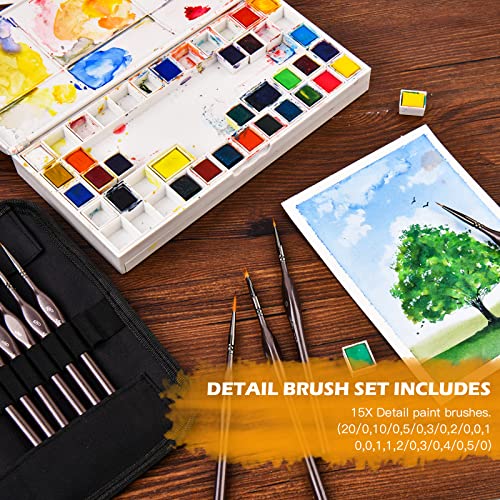 Golden Maple Miniature Paint Brushes, 15PC Model Brushes Micro Detail Paint Brush Set, Fine Detailing for Acrylics, Oils, Watercolors & Paint by Number, Figurine (Brown) - color: Brown