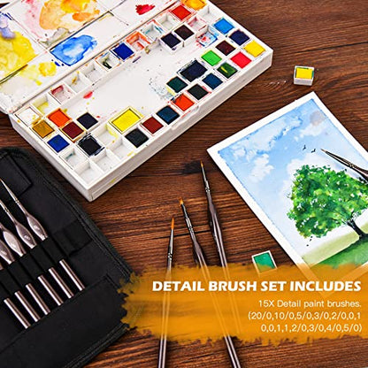 Golden Maple Miniature Paint Brushes, 15PC Model Brushes Micro Detail Paint Brush Set, Fine Detailing for Acrylics, Oils, Watercolors & Paint by Number, Figurine (Brown) - color: Brown