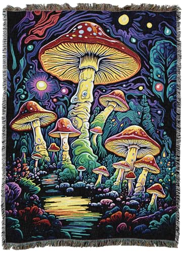 Pure Country Weavers Mushroom Glow by Wumples - Gift Tapestry Throw Blanket Woven from Cotton - Made in The USA (72x54) - color: Mushroom Glow, size: 72x54