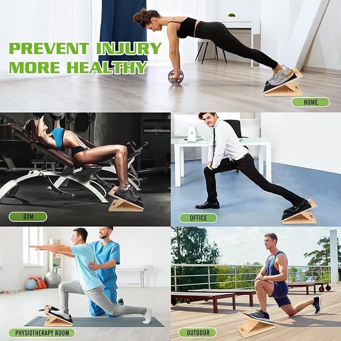 Slant Board for Calf Stretching, Adjustable Portable Wooden Calf Stretcher tilt Plate, Calf Spring Wedge Suitable for Legs, Knees, Heels, Ankles and Stretching.Ankle Stretch Board、Balance Board.