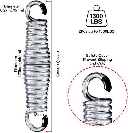 Premium 8'' Rust Resistant Porch Swing Springs, Heavy Duty Springs, Swing Springs, Spring for Swing Hammock Chair Spring for Hammock Spring Hook - size: 8Inch
