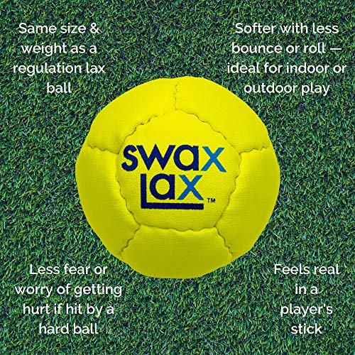 SWAX LAX Lacrosse Training Ball - Indoor Outdoor Practice Less Bounce & Rebounds - color: Yellow