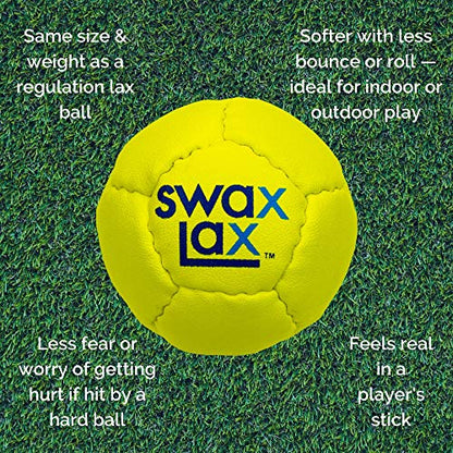 SWAX LAX Lacrosse Training Ball - Indoor Outdoor Practice Less Bounce & Rebounds - color: Yellow