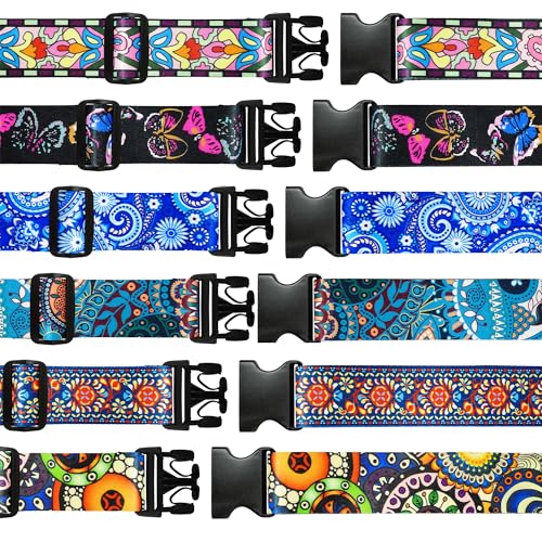 6 Pieces Luggage Straps Patterned Luggage Strap Suitcase Straps Luggage Belt Adjustable Travel Luggage Belt Strap with Quick Release Buckle, 2 inches Wide by 72 inches Long (Persian Style) - style: Persian Style