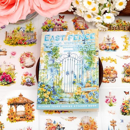 East Garden Sticker Scrapbooking Supplies for Junk Journal, 20 Sheets PET Stickers - Vintage Journaling Stickers, Ephemera Sticker Book Pre Cut(TZ-009-002) - style: East Garden