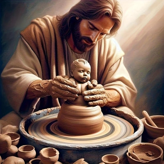 Morudeor Christian Diamond Painting Kits for Adults, Jesus Pottery Art 5D DIY Full Drill Diamond Art, Inspirational Religious Rhinestone Diamond Dot Gem Art Kits for Home Decor 13.8 X 13.8 Inch - color: WCM061