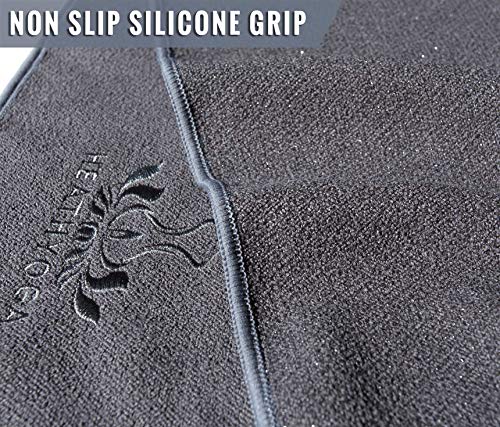 Non Slip Yoga Mat Towel（Grey）+ Eco Friendly Non Slip Yoga Mat (Charcoal）