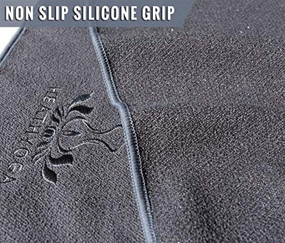 Non Slip Yoga Mat Towel（Grey）+ Eco Friendly Non Slip Yoga Mat (Charcoal）