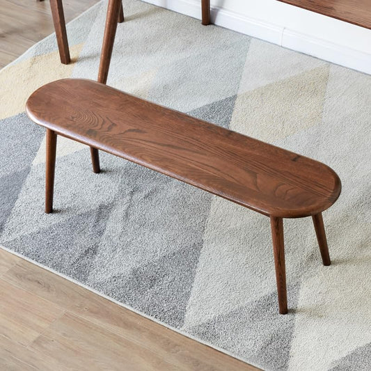 100% Solid Oak Indoor Dining Bench, Wood Bench for End of Bed with Safety Rounded Corners, Entryway Benches for Farmhouse, Kitchen, Living Room(Walnut,12" L x 39.5" W x 16.2" H) - color: Walnut, size: 39.4''