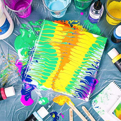 Nicpro Acrylic Pouring Kit, Artist Starter Supplies Including 19 Colors | Acrylic Paints,Pouring Medium, Silicone Oil, Canvases, Gloves, Strainers, Mixing Stick, Instructions for Flow DIY Painting