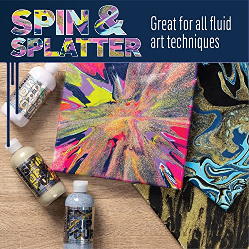 FolkArt Drizzle Opal Crush Glitter Pre-Mixed Fluid Acrylic Pouring Paint, 9 fl oz Premium Paint Perfect for Indoor & Outdoor Arts and Crafts Projects, 61838