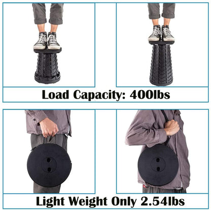 Fishboy Collapsible Stool for Adults, Portable Folding Camping Seat, 400lbs - color: Black