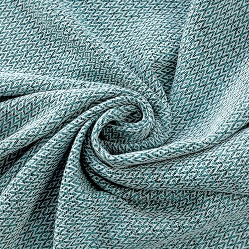 Peshtemania Premium Cotton Throw Blanket, 50x60 inches, Light Blue, Turkish Herringbone, Farmhouse Decor, Yoga Blanket, Picnic Blanket