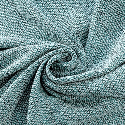 Peshtemania Premium Cotton Throw Blanket, 50x60 inches, Light Blue, Turkish Herringbone, Farmhouse Decor, Yoga Blanket, Picnic Blanket