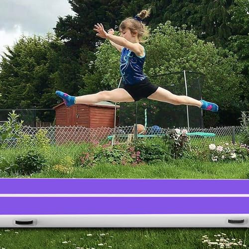 Air Mat Tumble Track, Gymnastics Mats Tumbling Track with Electric Air Pump for Home Use Cheerleading Training Kids Gym Yoga - color: Pink/Purple, size: 10ftx3.3ftx4inch