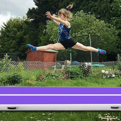 Air Mat Tumble Track, Gymnastics Mats Tumbling Track with Electric Air Pump for Home Use Cheerleading Training Kids Gym Yoga - color: Pink/Purple, size: 10ftx3.3ftx4inch