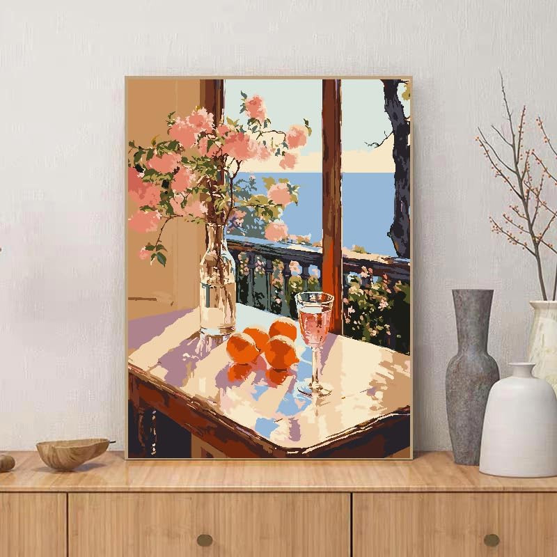 ZRIZQ Paint by Numbers Kit for Adults Beginner,Flowers Landscape,16x20 | Full set with wooden brushes,rolled canvas,rich paints.Calming activity.Beginner friendly.Just open and paint. - color: 16"X20"Rolled Canvas-Flowers 6