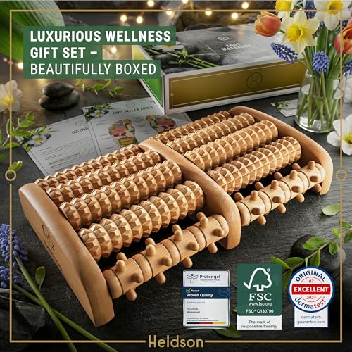 HELDSON Wooden Foot Massager Roller – Foot Roller for Plantar Fasciitis