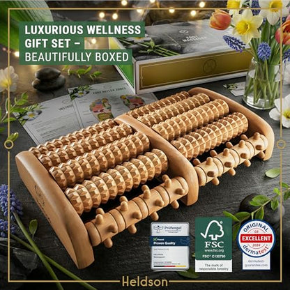 HELDSON Wooden Foot Massager Roller – Foot Roller for Plantar Fasciitis