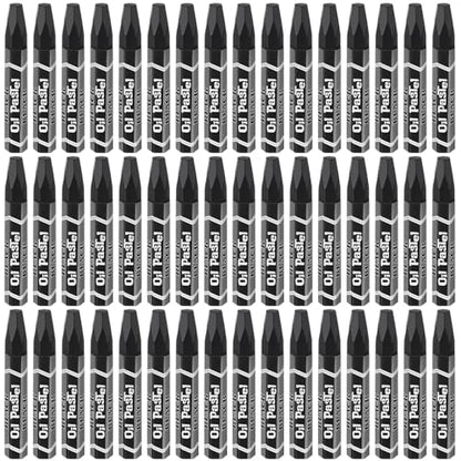 48 Pcs Black Soft Oil Pastels Bulk Artists Oil Crayons Single Color Hexagonal Creamy Pastel for Artists Beginners Painting Drawing Relaxing Blending - color: Black
