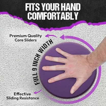 Gliding 9” Sliders for Working Out on Any Floor, 1 Pair + 4 Videos - color: Purple