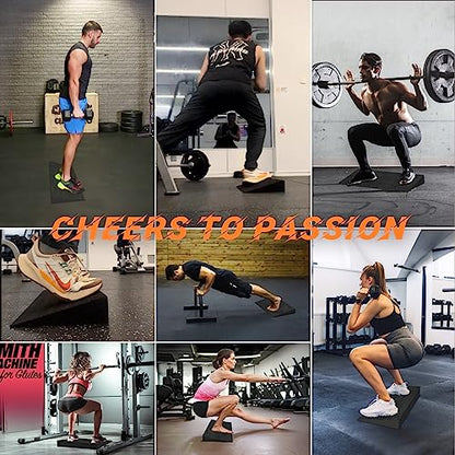 Squat Wedge Block, One-Piece Slant Board for Heel Elevated Squats Item Highlight: 27 x 10 in, 15° slant board; 6 silicone pads; calf stretches, deadlifts & mobility; 4,000 lb pressure-tested