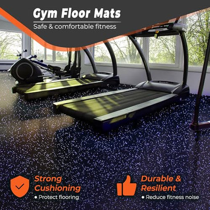 SUPERJARE 0.4'' Thick 12 Pcs 48 Sq Ft Rubber Top Exercise Equipment Mats, High Density EVA Foam Mats with Rubber Top, Interlocking Gym Flooring for Home Gym, Protective Workout Mat, Black/Purple - size: 12 Tiles (48 Sq Ft)