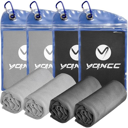 YQXCC 쿨링 타월 4팩, 101.6cm x 30.5cm(40 x 12인치), 목과 얼굴을 위한 쿨 콜드 - color: 다크 그레이 2개 + 라이트 그레이 2개