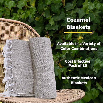 Cozumel Bulk Mexican Yoga Blanket, 10 Pack, Gray - color: Gray