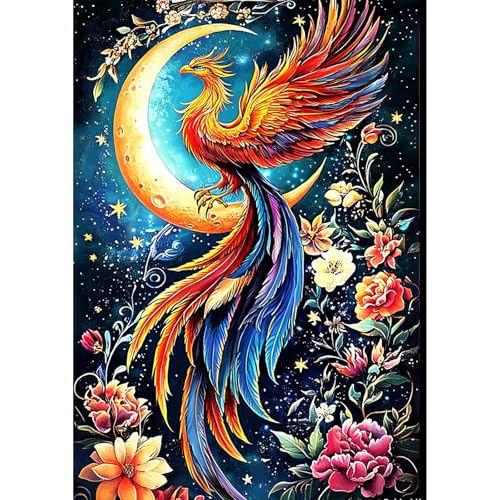 Genius maker Phoenix Diamond Painting Kits for Adults, 5D Moon Diamond Art Kits for Beginners DIY Full Drill Diamonds Painting Pictures, Diamond Gem Art Painting DIY Crafts Kit Decor 12x16inch - color: WX11852