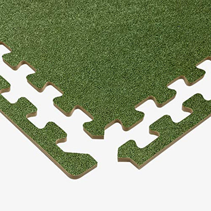 We Sell Mats 3/8 Inch Thick Interlocking Foam Carpet Tiles Durable Carpet Squares Anti Fatigue Support for Home Office or Classroom Use - color: Olive, style: 16 Square Feet (4 Tiles)