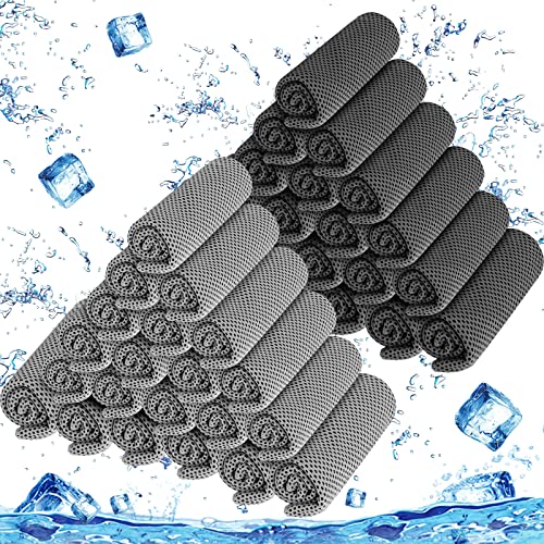 BBTO 100 Pack Cooling Towel Bulk - color: Black Gray, size: 32 x 12 Inch
