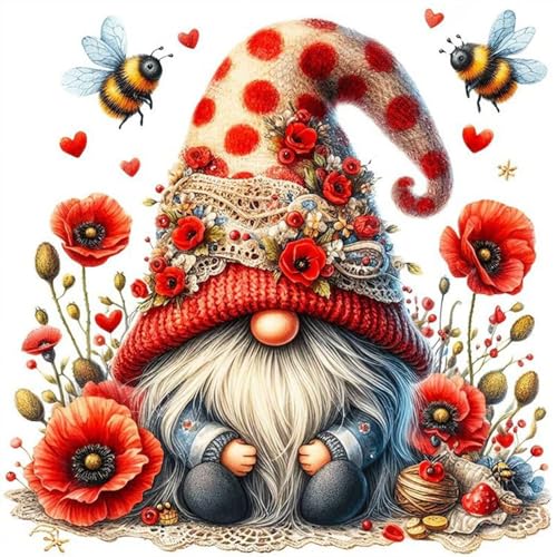 Camocin Diamond Art Kits for Adults, Poppy Gnome Diamond Painting | Gem Art, Diamond Dot, 5D Full Round Drill, Cottage Farmhouse Wall Decor, DIY Craft Gift, 14x14 Inch - color: LBDP1P24